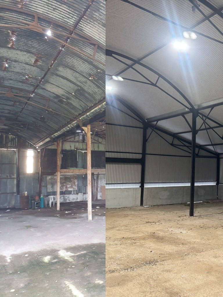 Inside refurbishment of agricultural building
